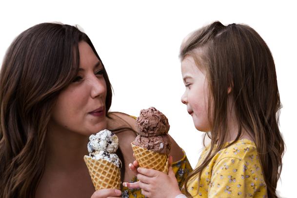 Mother and daughter with ice cream
