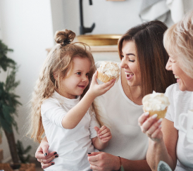 Mother, grandmother and daughter